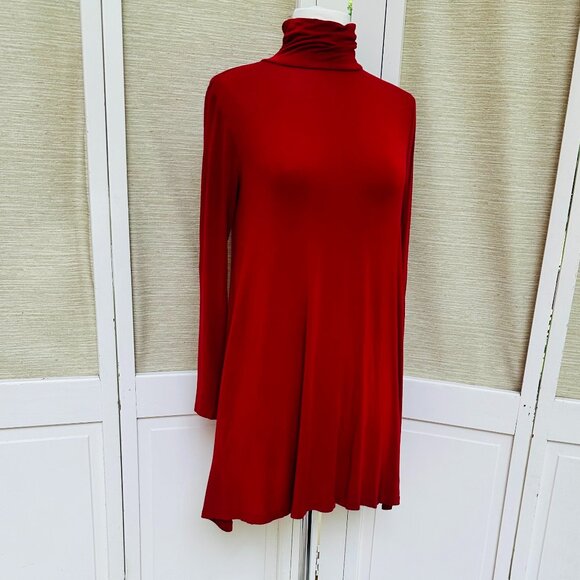 Red Swing Dress Mini Dress Women's Size Small Long Sleeved Swing Dress - Picture 1 of 5